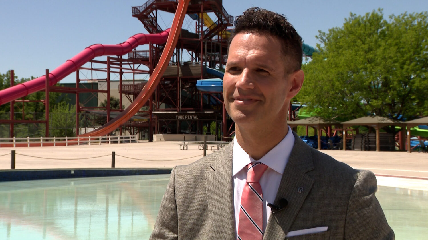 David Osmond, chief entertainment officer at Splash Summit, speaks with KSL-TV on Friday. The waterpark's owners are touting a plan for expansion as neighbors push back against it.