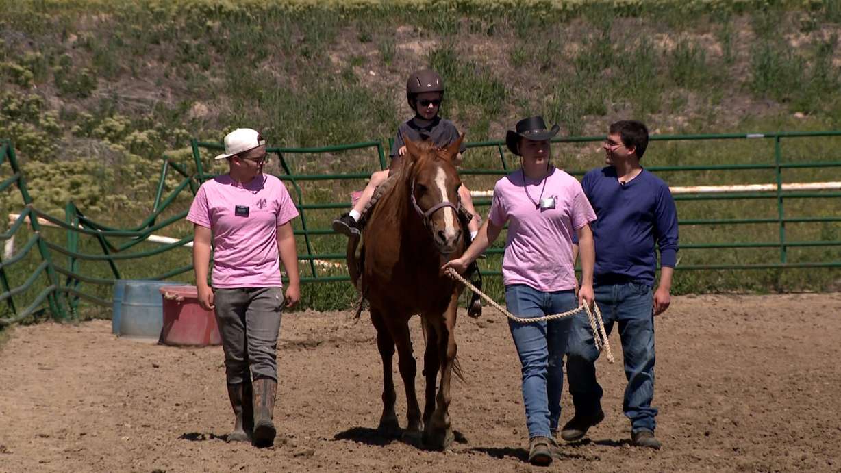 Peter Lawrence on a horse at Hoofbeats to Healing in Saratoga Springs on Saturday.