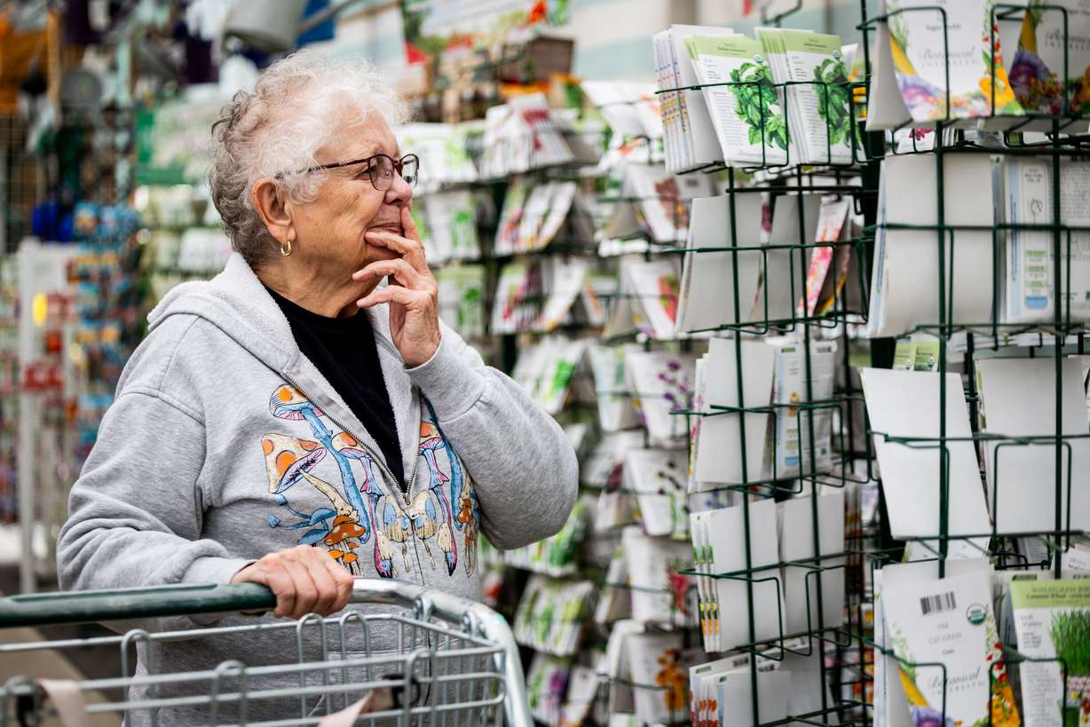 Sharl Karpf, 84, shops for plants at Millcreek Gardens in Millcreek on May 5.