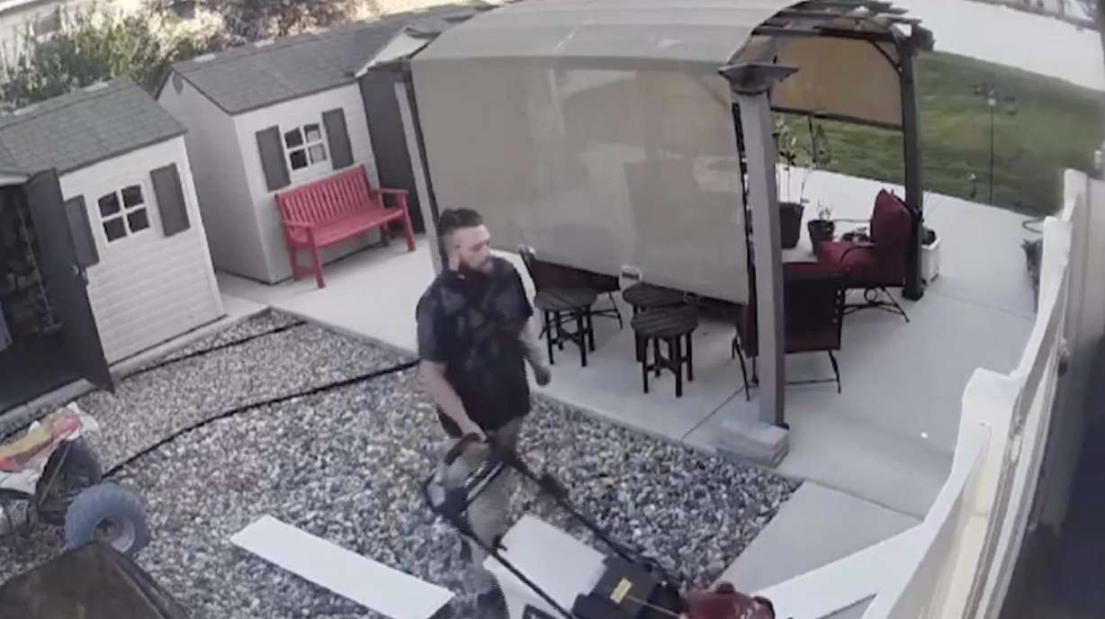 Family members and police on Sunday were hoping somebody could identify a man caught by surveillance cameras trying to kick in the door of a home and stealing several tools from sheds in a fenced-off backyard.