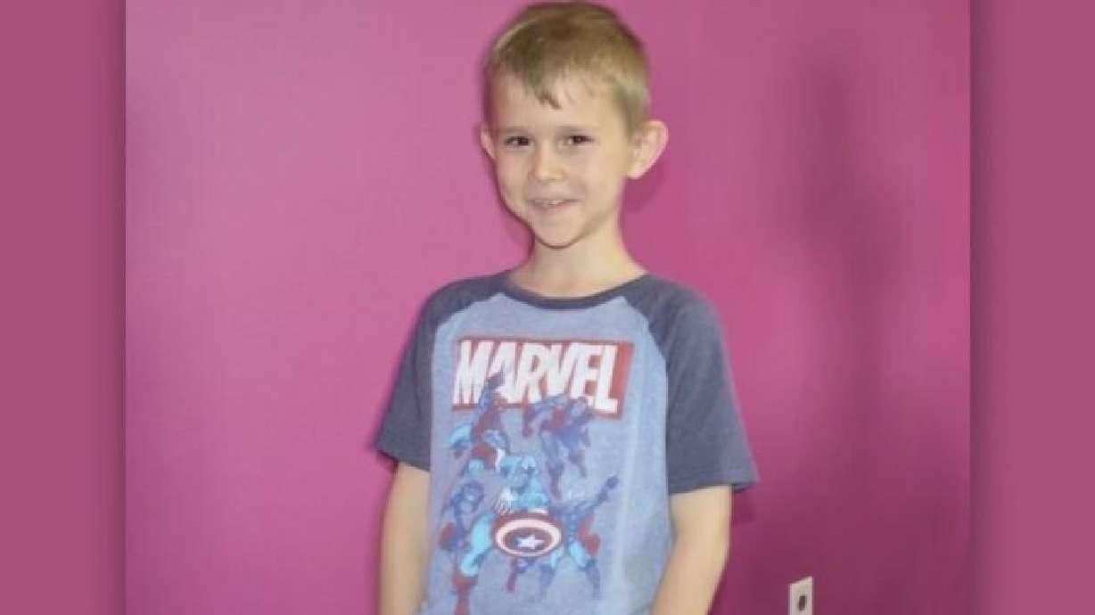 Gavin Peterson pictured wearing a Marvel shirt, before his 2024 death, when he was just 12. His older brother, Tyler Peterson, was sentenced to a term of five years to life in prison Tuesday in Ogden.