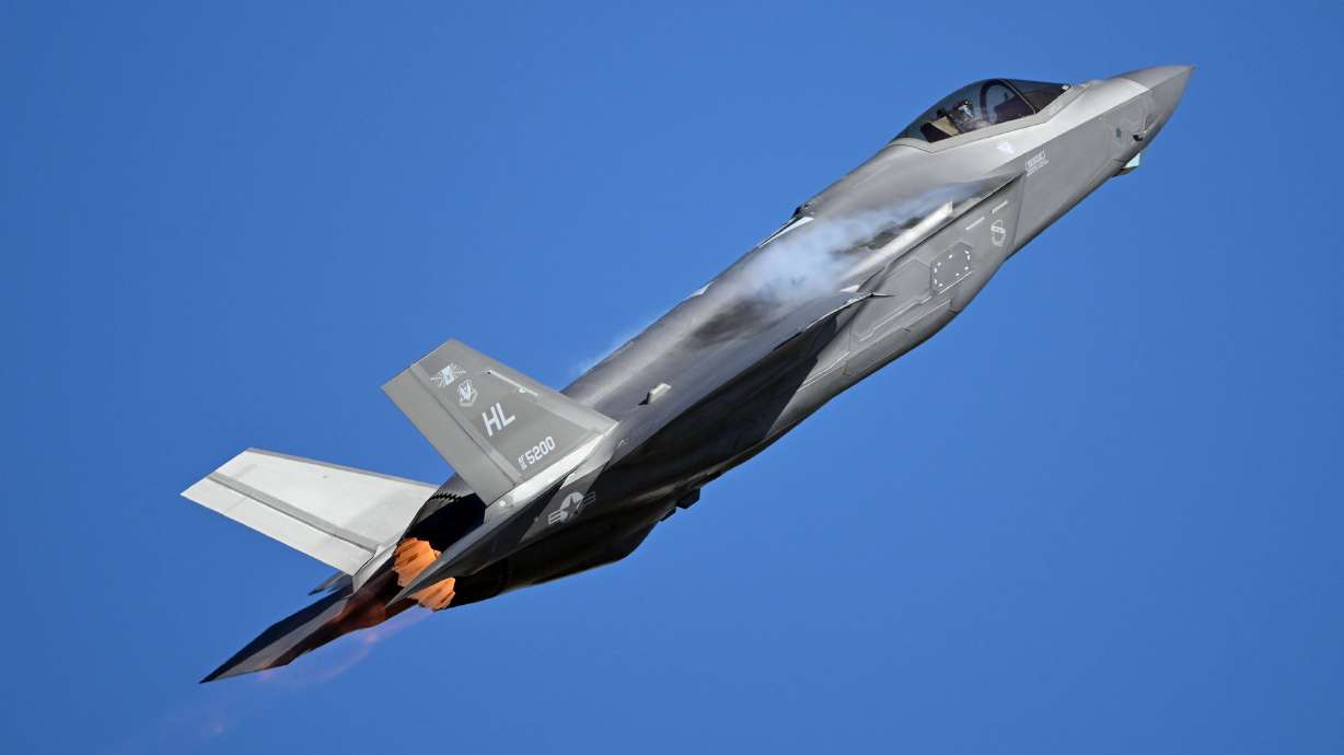 F-35A Lightning II Demonstration Team commander Capt. Melanie “Mach” Kluesner performs a demonstration flight at Hill Air Force Base in Ogden on March 19. The Department of Interior is hoping to turn an old Utah mine to aid in building fighter jets.