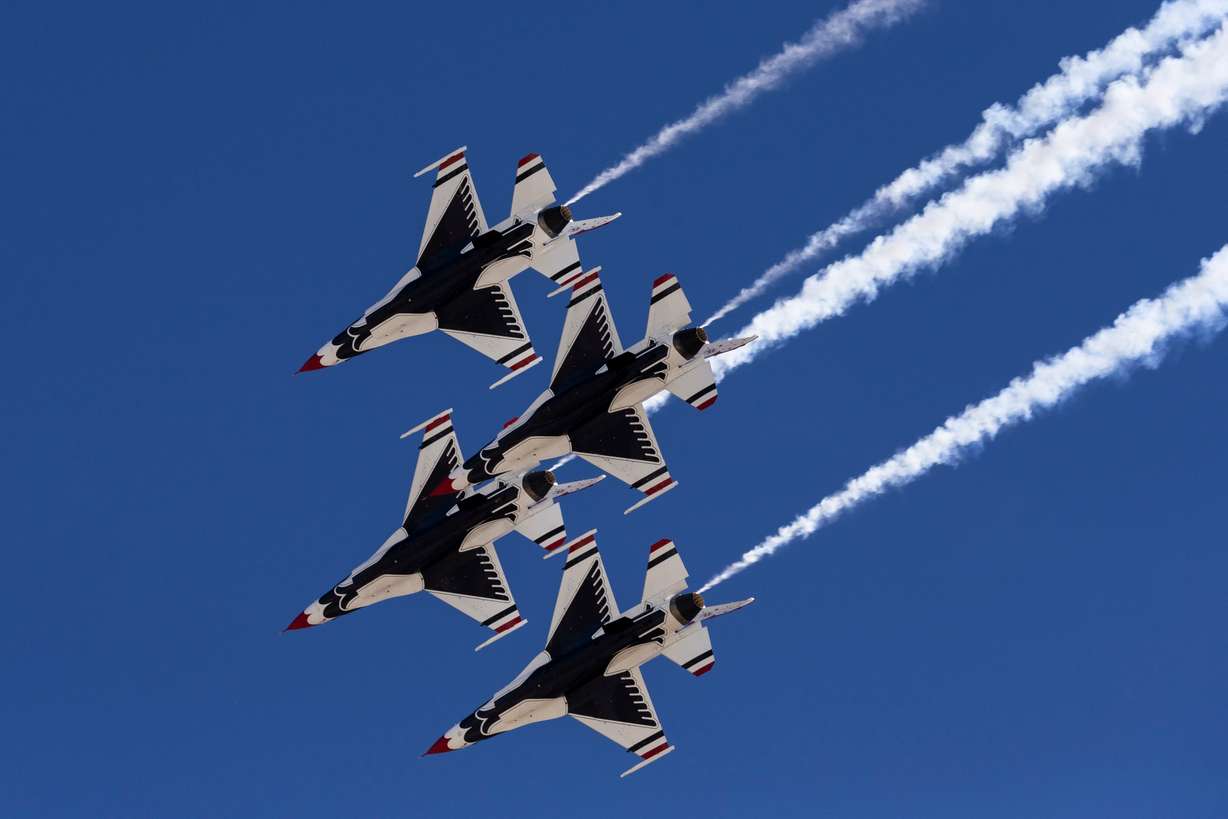The Thunderbirds perform during rehearsal for the air show at Hill Air Force Base on June 28, 2024.
