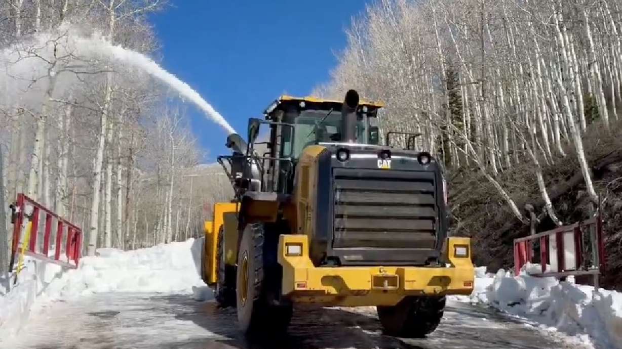 Crews work to clear snow from Guardsman Pass between Brighton and Park City on May 7. The route is slated to reopen by the end of the month.