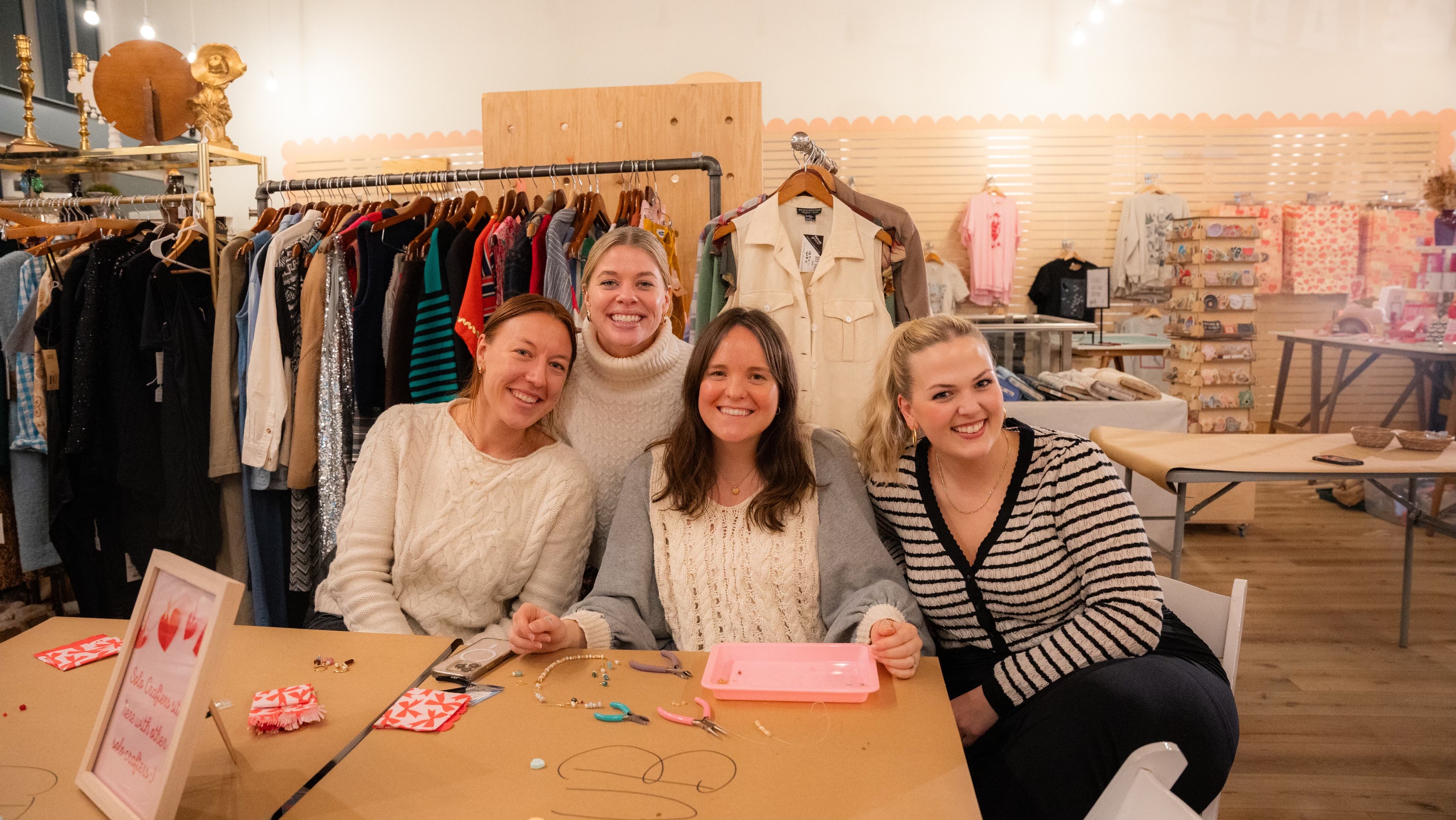Chloe Gardner, Janelle Widtfeldt, Morgan Di Spigno and Chandler Holman attend a recent Craft Club event in Salt Lake City.