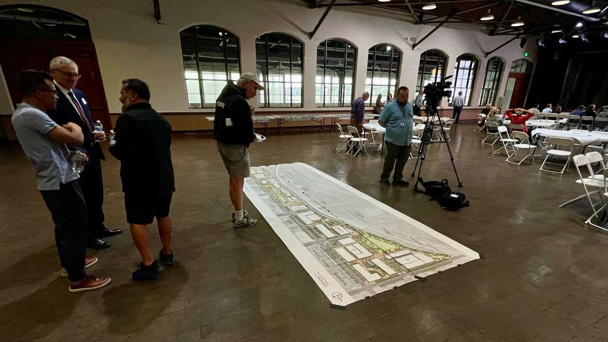 Ogden leaders are mulling changes to Wall Avenue to better unite Union Station on the west side of the street and Historic 25th Street to the east. An open house, pictured here, was held on the matter on April 23 at Union Station.
