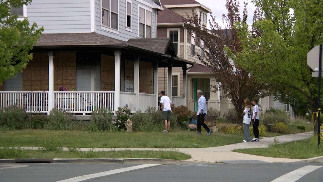 The Burgoyne family home is boarded up after a devastating fire on Sunday.