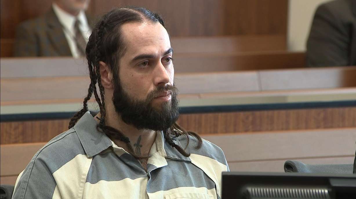Caleb Aidan Rees, 30, sits in 4th District Court on Tuesday during a preliminary hearing. He is charged with manslaughter and accused of driving his girlfriend, Rena Nguyen, 30, to fatally shoot herself in 2021 due to repeated abuse.
