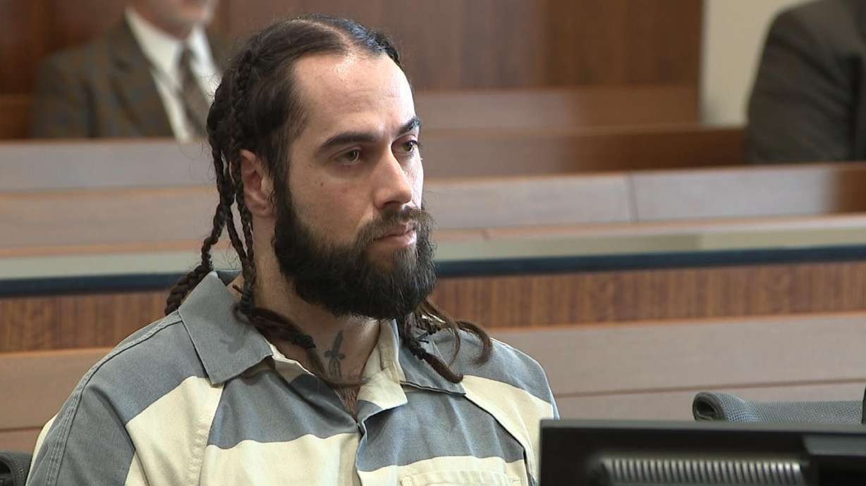 Caleb Aidan Rees, 30, sits in 4th District Court on Tuesday during a preliminary hearing. He is charged with manslaughter and accused of driving his girlfriend, Rena Nguyen, 30, to fatally shoot herself in 2021 due to continuous abuse.