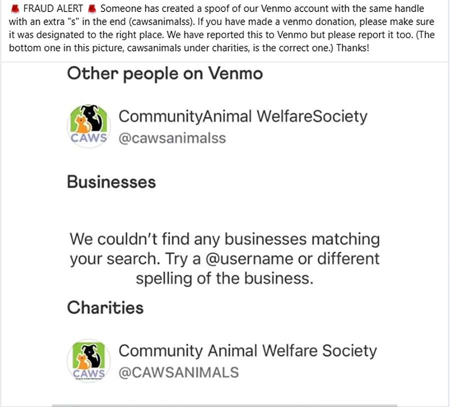 The organization is posting a warning on its Facebook page.