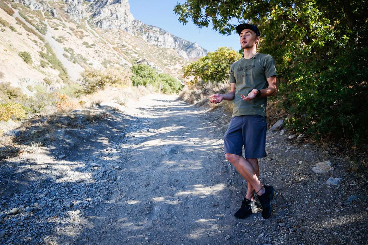 Kyle Burgess explains on Oct. 12, 2020, how he managed to escape a mountain lion during a run in Slate Canyon near Provo.