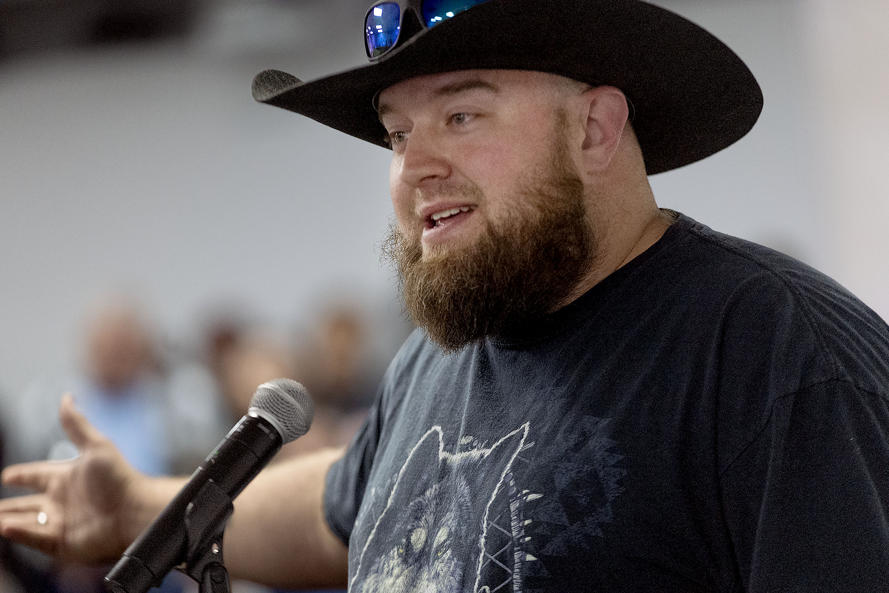 Utah Transit Authority bus driver Adam Turner voices his frustrations over his long hours and low pay during a UTA board meeting in Salt Lake City on Wednesday.