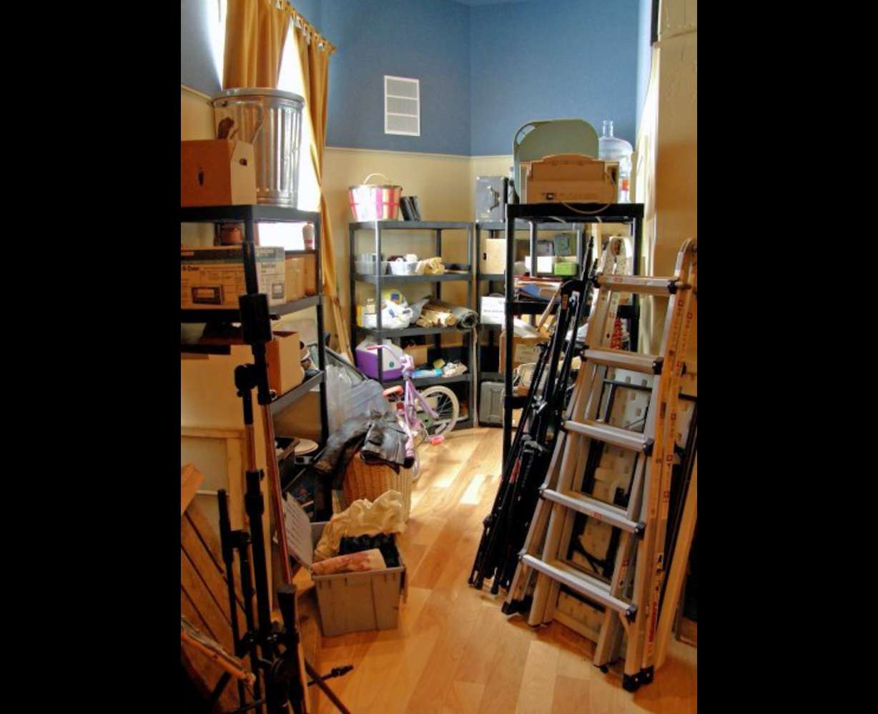 Part of Ryan Purcell’s collection is seen. Purcell is a foley artist, someone who recreates common sounds synchronized to the picture for movies and TV shows.