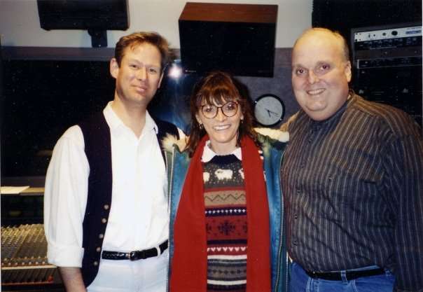 Ryan Purcell, left, and audio designer Mike McDonough, right, with actress Margot Kidder, center, are seen in this undated photo. Purcell is a foley artist, someone who recreates common sounds synchronized to the picture for movies and TV shows.