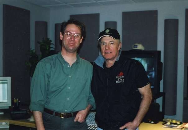 Ryan Purcell, left, and actor James Caan are seen in this undated photo. Purcell is a foley artist, someone who recreates common sounds synchronized to the picture for movies and TV shows.