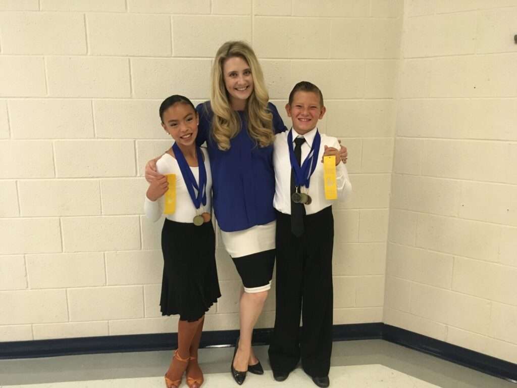 Brittney Wakefield, Noah Scribner and his dance partner Sofia Tortolero are shown when he was younger.
