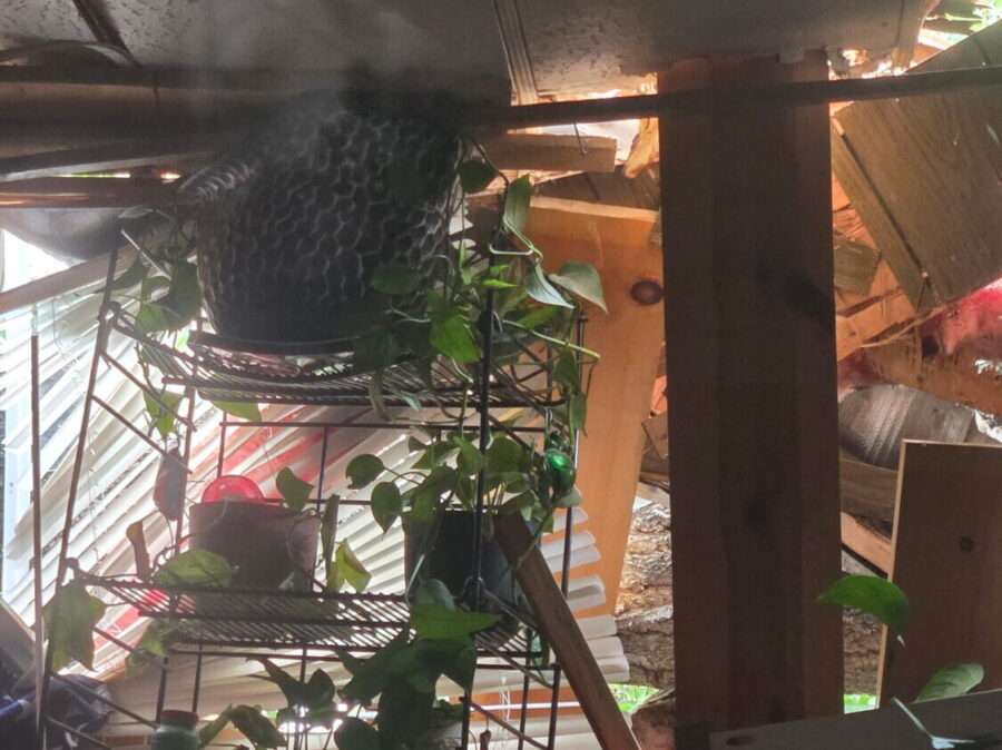 Damage is shown in Natasha Seat's Grantsville home following a windstorm on May 11.