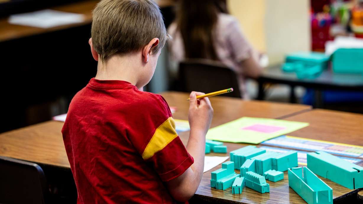 Students attend a second-grade class at Manti Elementary School in Manti on March 24.