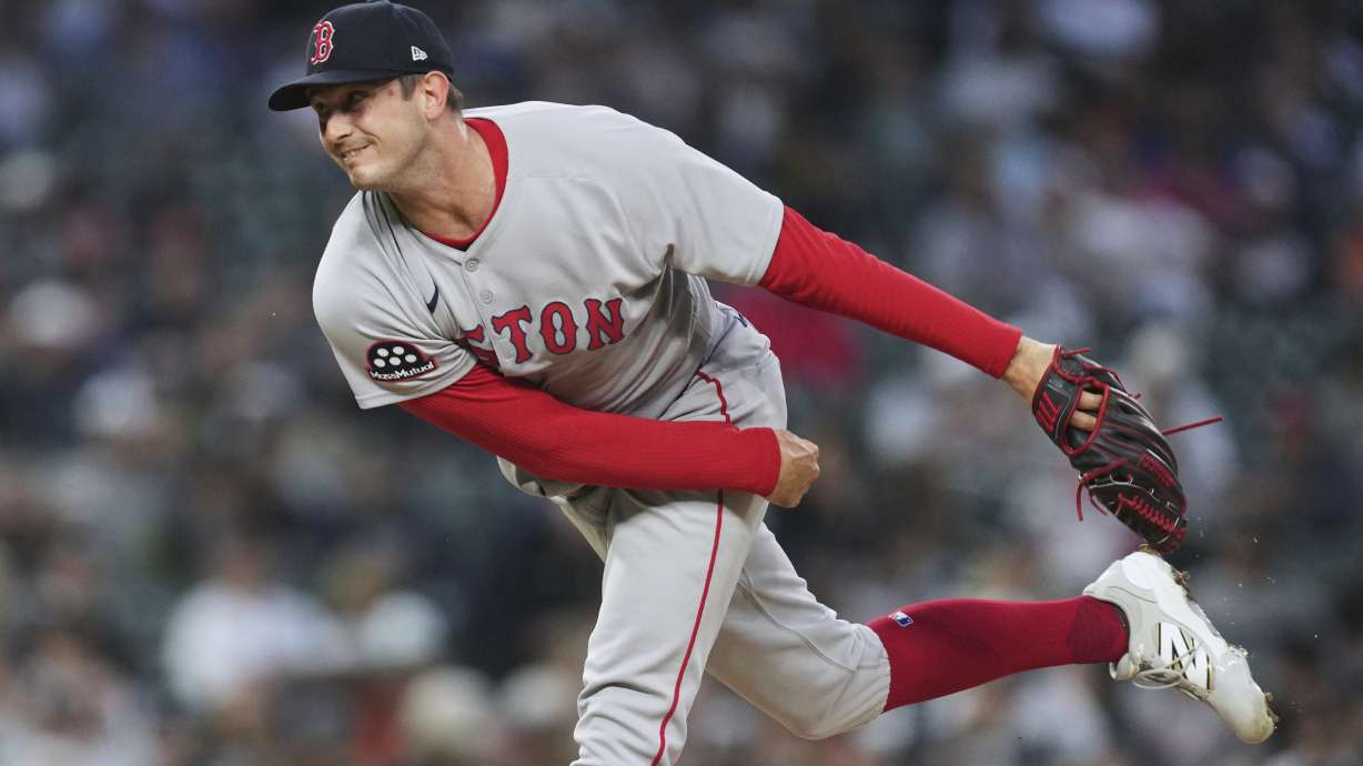 Boston Red Sox pitcher Garrett Whitlock throws against the Detroit Tigers in the sixth inning during a baseball game, Tuesday, May 13, 2025, in Detroit.