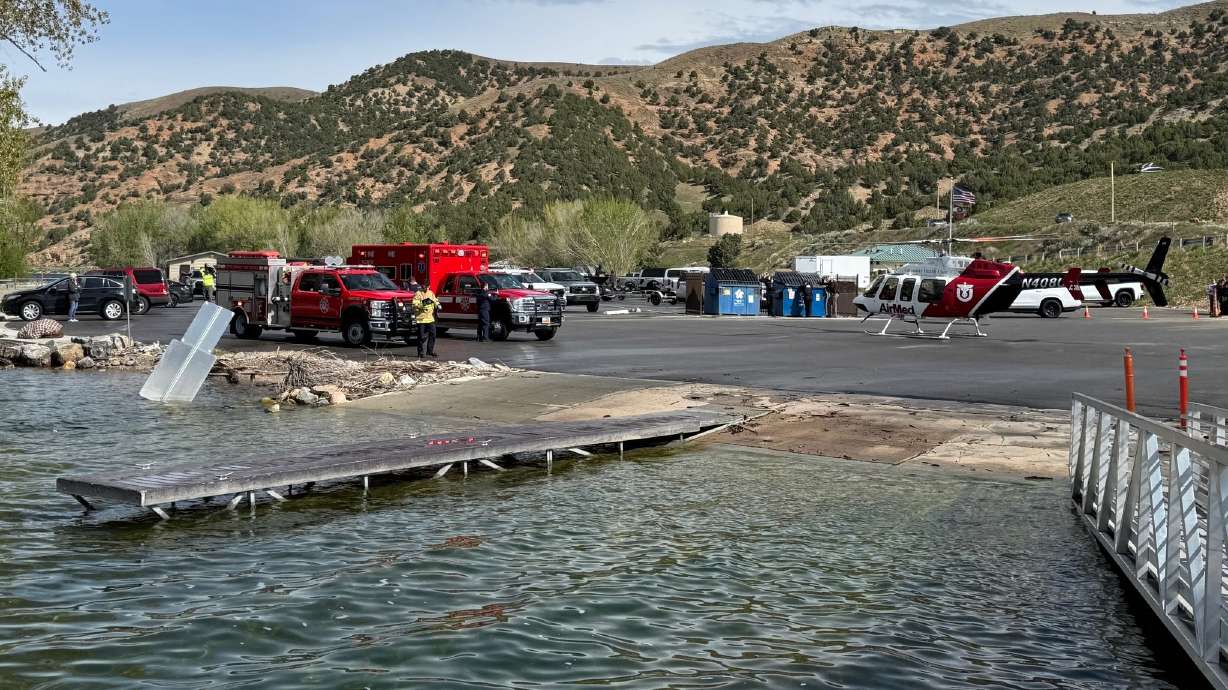 A fisherman fell into Echo Reservoir at Echo State Park on Saturday and was transported in critical condition to a hospital for care.