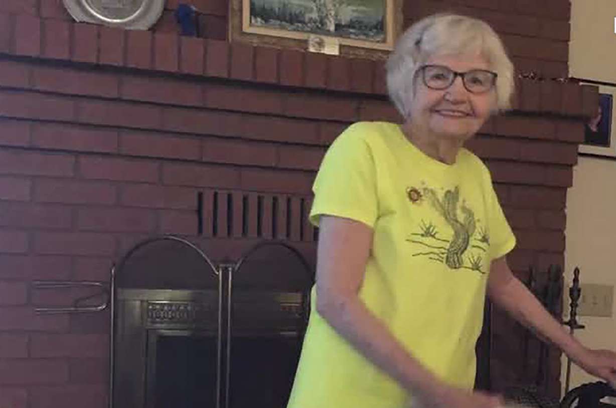 Virginia Fisher, 92, is shown in this undated photo. She died and her adult son was seriously injured when a car crashed, then hit them on a sidewalk in St. George on Tuesday.