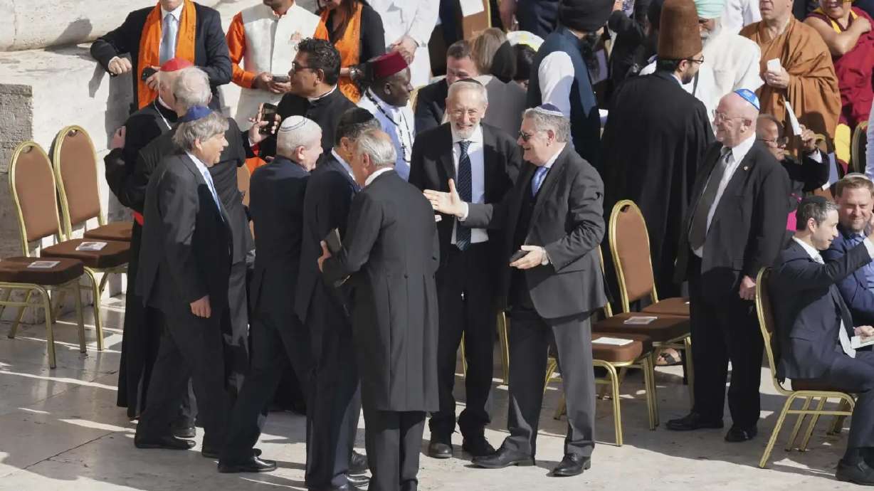 Various religious leaders arrive at the Mass of Inauguration for Pope Leo XIV on Sunday in St. Peter's Square at the Vatican. Elder Matthew S. Holland represented The Church of Jesus Christ of Latter-day Saints at the inauguration.
