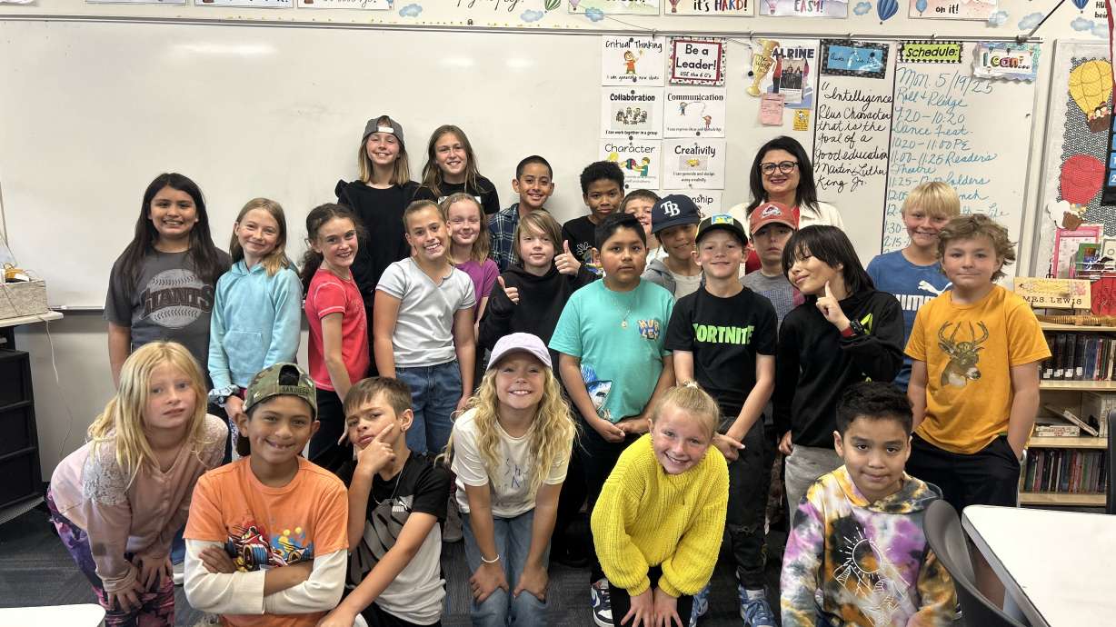 Rita Lewis' fourth-grade class at Central Elementary School got new hand dryers thanks to essays they wrote.