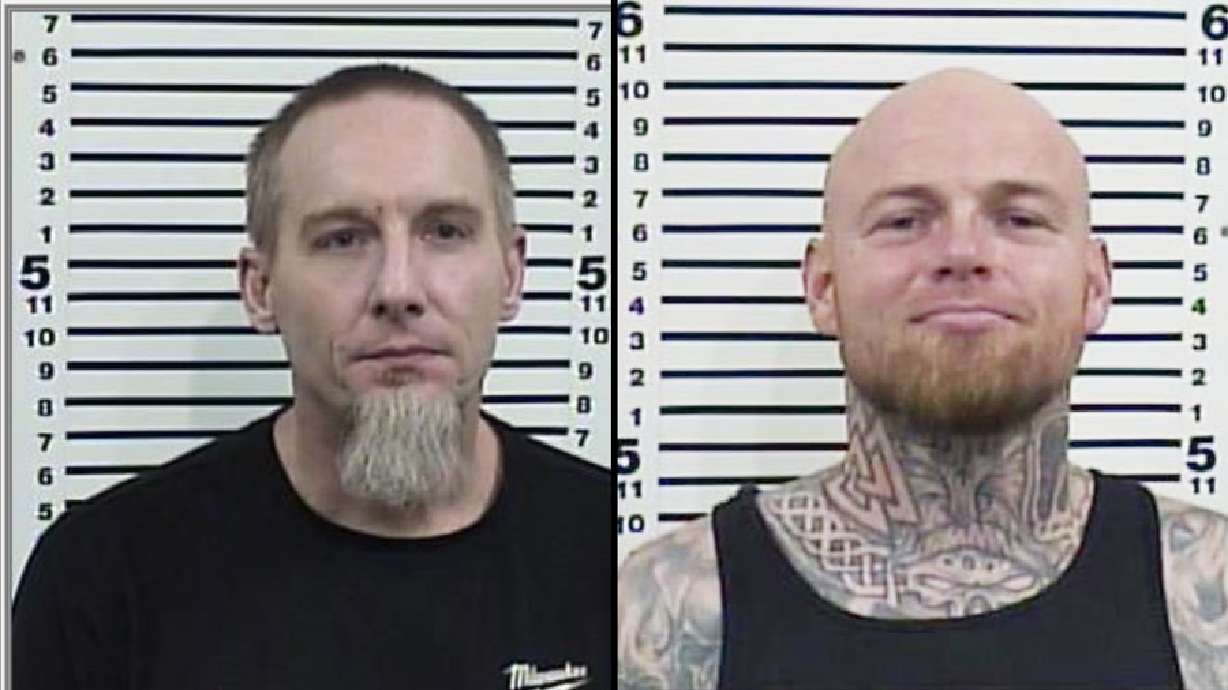 Thomas Jeffrey Ward, left, and Jimmy Jack Olson, right, have been arrested and charged with stealing $70,000 in cash from D&L Cleaners in 2024 after the Fourth of July.