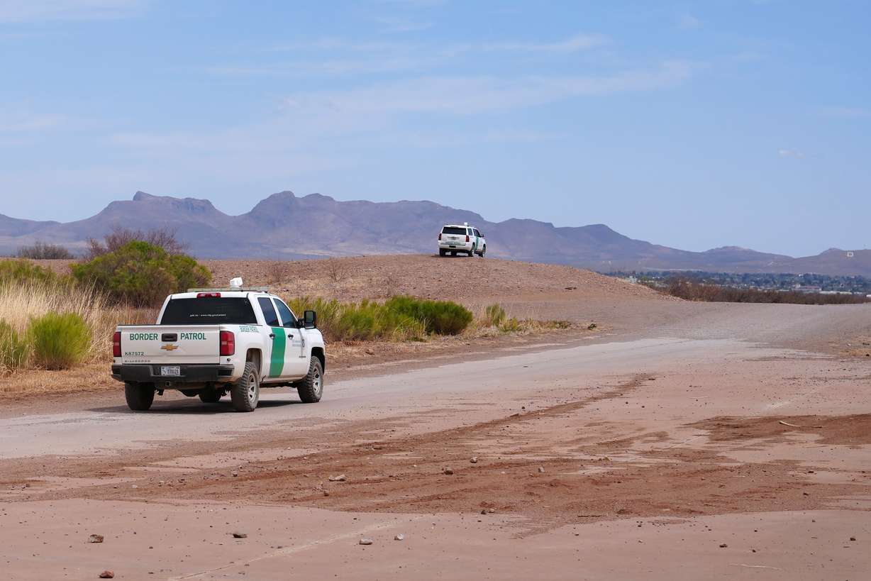 The U.S. Border Patrol keeps watch along the US-Mexico border, April 3, in Douglas, Ariz.