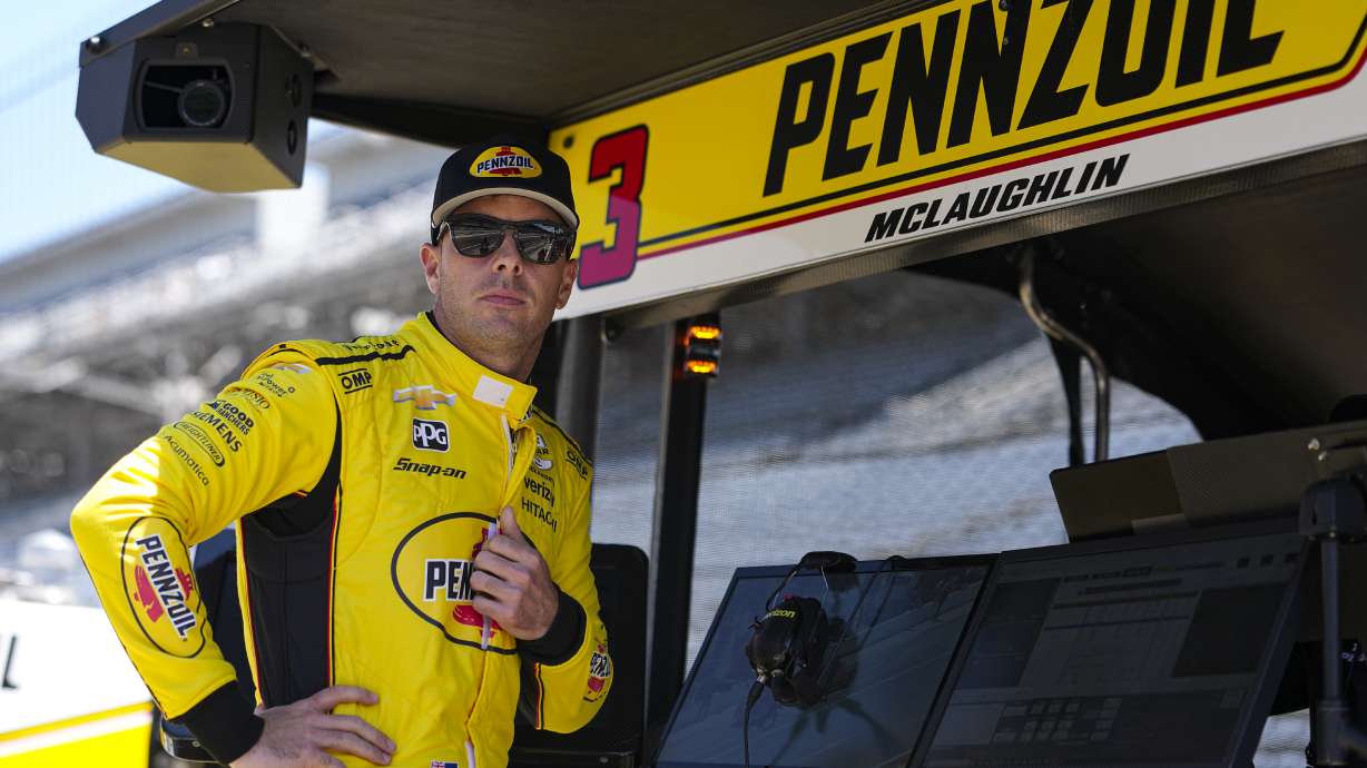 Scott McLaughlin, of New Zealand, waits for the start of practice for the Indianapolis 500 auto race at Indianapolis Motor Speedway in Indianapolis, Sunday, May 18, 2025.