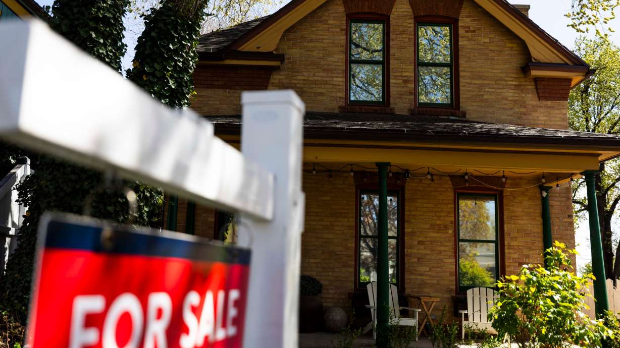 A home for sale in Salt Lake City on April 22. Mortgage rates are up this week because of a weaker market for U.S. Treasury bonds, stemming from spending concerns in President Donald Trump's tax-cut bill that passed the House early Thursday.