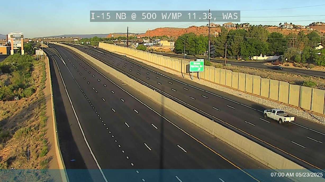 Traffic is seen on I-15 in Washington after southbound lanes were closed due to a fatal crash on Friday.