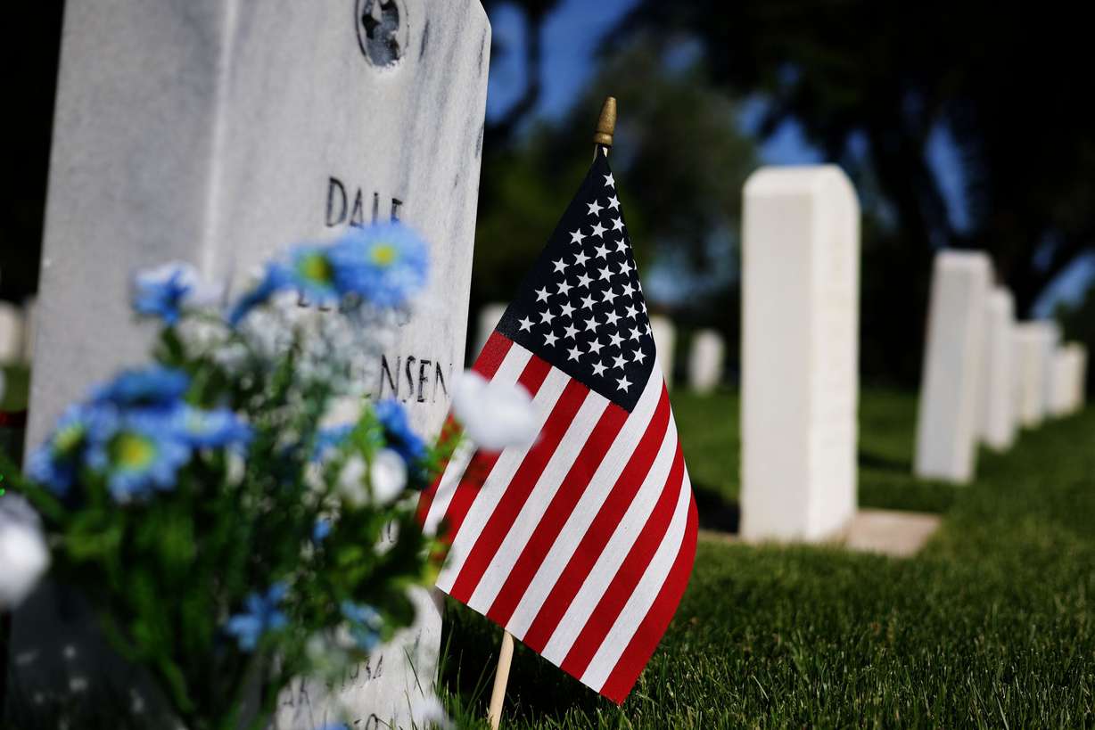 Monuments in the Fort Douglas Post Cemetery are pictured in Salt Lake City on Wednesday.