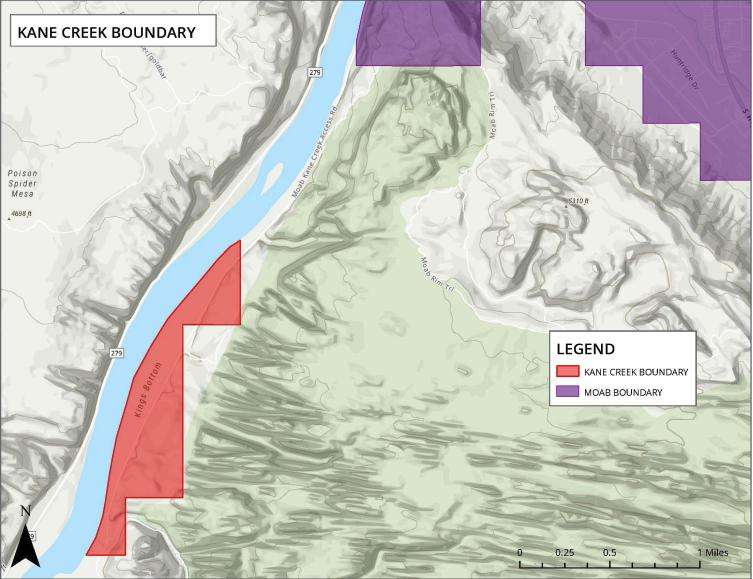 The photo shows the site of a proposed new city, Echo Canyon, southwest of Moab in Grant County. Developers of the site, previously called Kane Creek, are pursuing an alternative development route outlined in a 2024 state law.