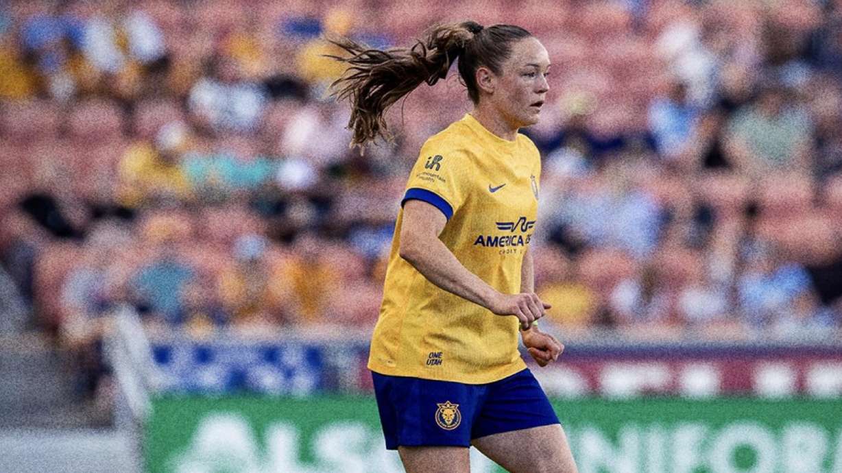 Janni Thomsen looks on during the Utah Royals match against the Orlando Pride.