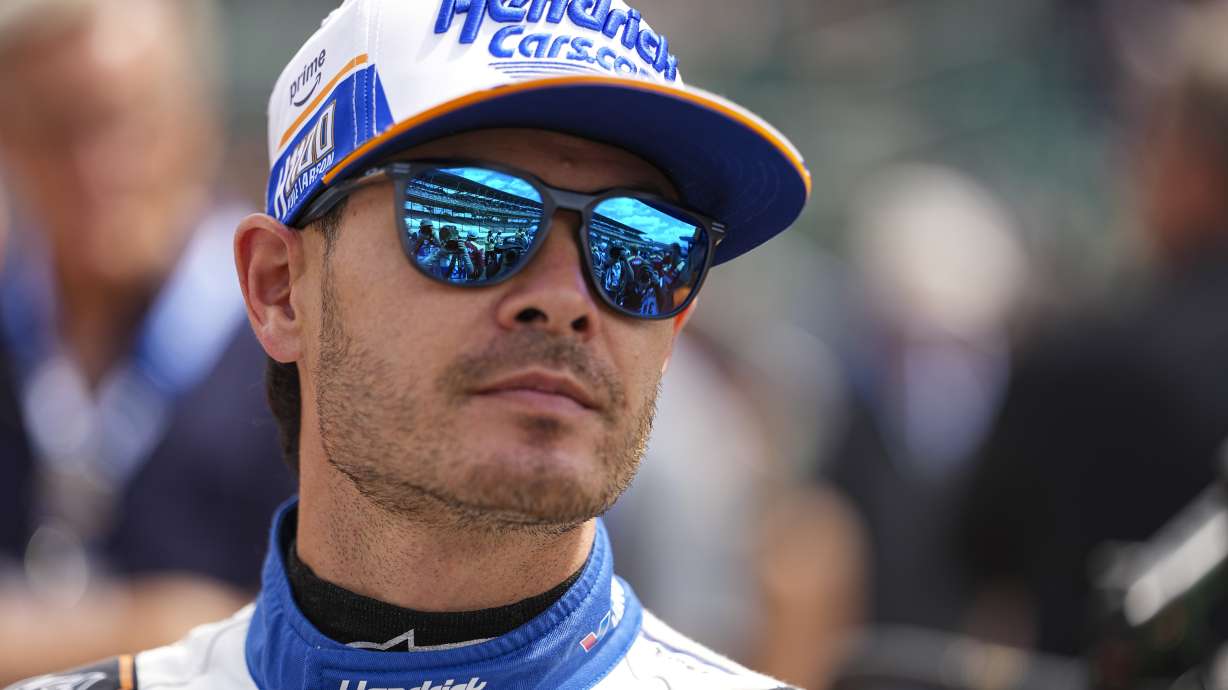 Kyle Larson watches as he waits for is turn during qualification for the Indianapolis 500 auto race at Indianapolis Motor Speedway in Indianapolis, Saturday, May 17, 2025.