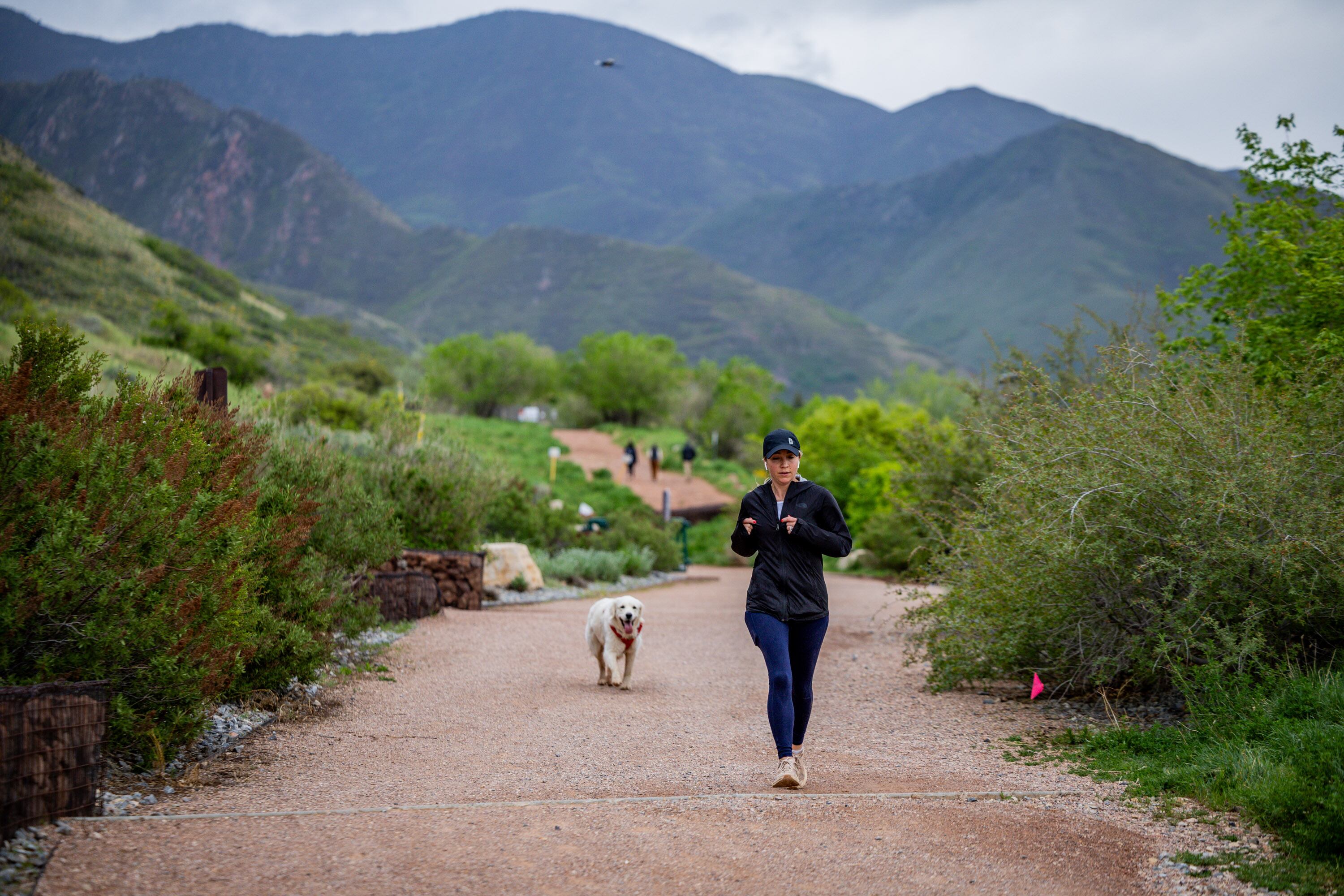 Annabelle Amick, from Salt Lake City, runs on the Bonneville Shoreline Trail in Salt Lake City on May 5.
