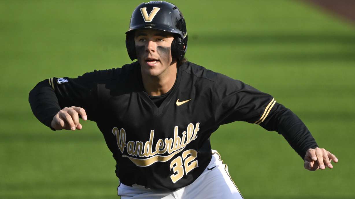 FILE - Vanderbilt'sRiley Nelson during an NCAA baseball game against Air Force, Feb. 18, 2025, in Nashville, Tenn.