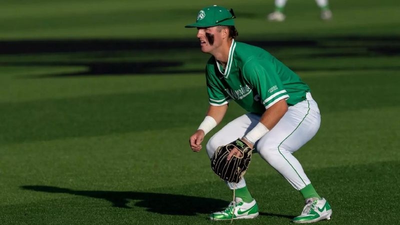 Utah Valley's Landon Frei fields a ball at UCCU Ballpark. The senior from Santa Clara transferred to UVU after three seasons as Utah and has the Wolverines back in an NCAA Regional for the first time since 2016. - Jay Drowns, UVU Marketing