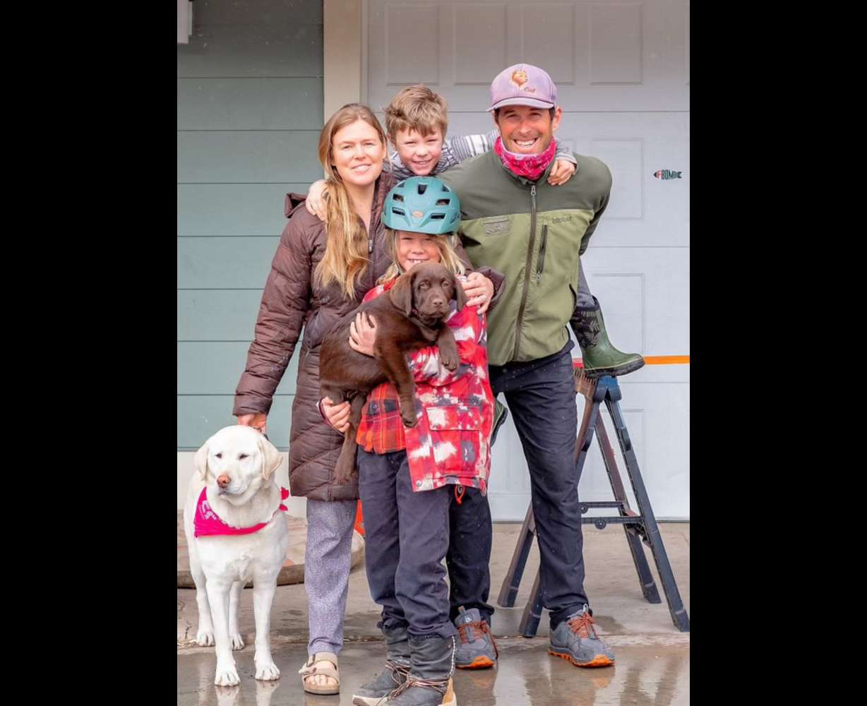 Bill Johnson with his family and dogs.