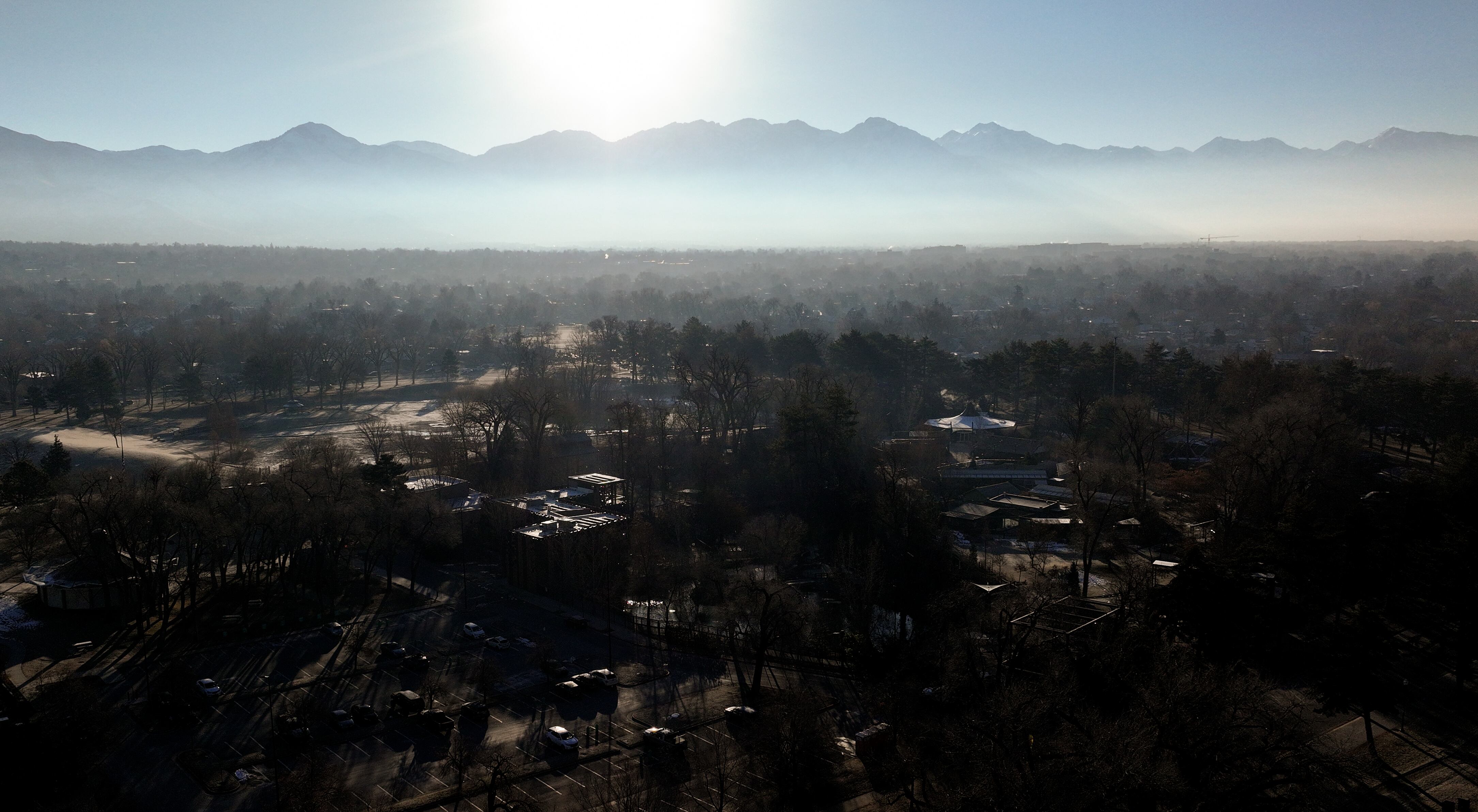 Smog settles over Liberty Park and the Salt Lake Valley on Jan. 29.