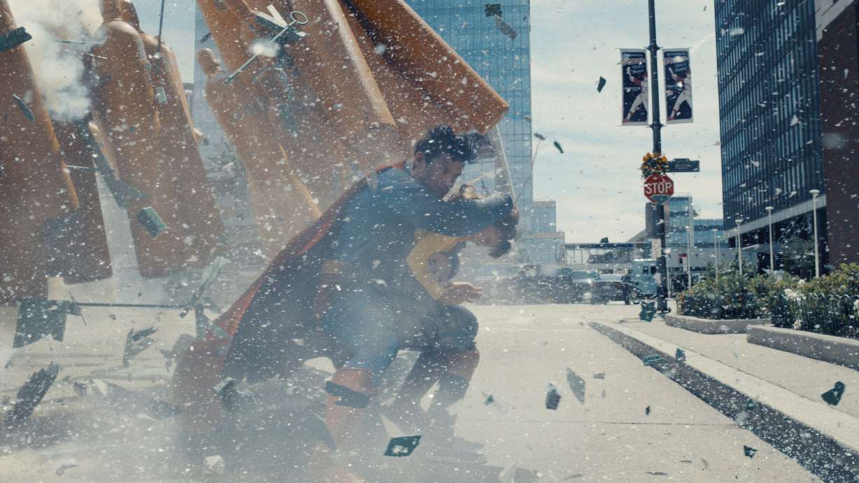 David Corenswet in a scene from "Superman."