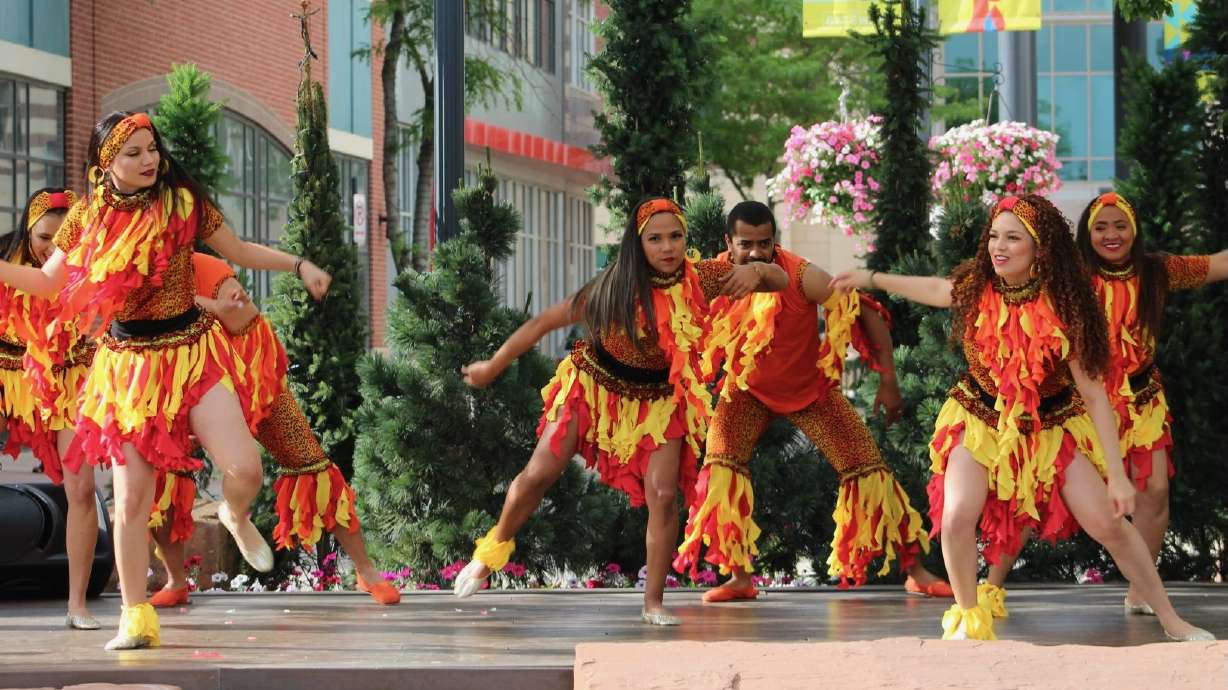 Dancers representing countries from around the world on June 5, 2024. The Multicultural Ethnic Dance Festival is in Salt Lake City on Saturday.