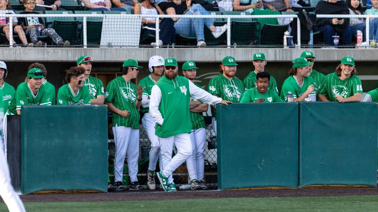 Utah Valley head coach Nate Rasmussen during an NCAA baseball game at DoTerra Field at UCCU Ballpark in Orem, Utah, Monday, April 21, 2025.