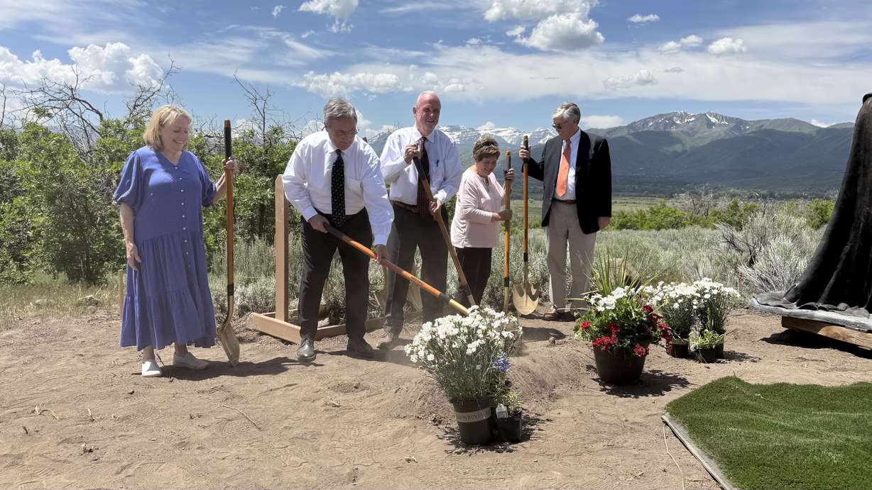 Ground is broken on the Monument of the Americas sculpture gardens in Heber City on Thursday.