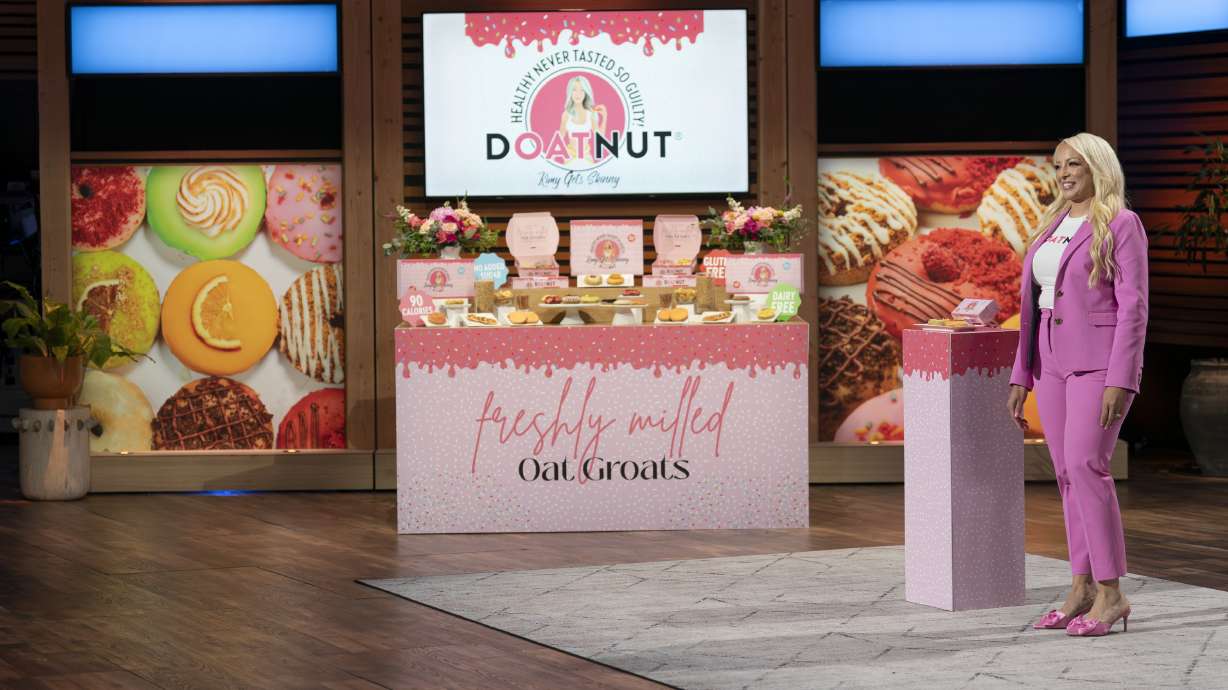 Kimy Aguirre, a Utah mother of five, presents her healthy alternative to doughnuts, Doatnuts, on Season 16 of "Shark Tank."