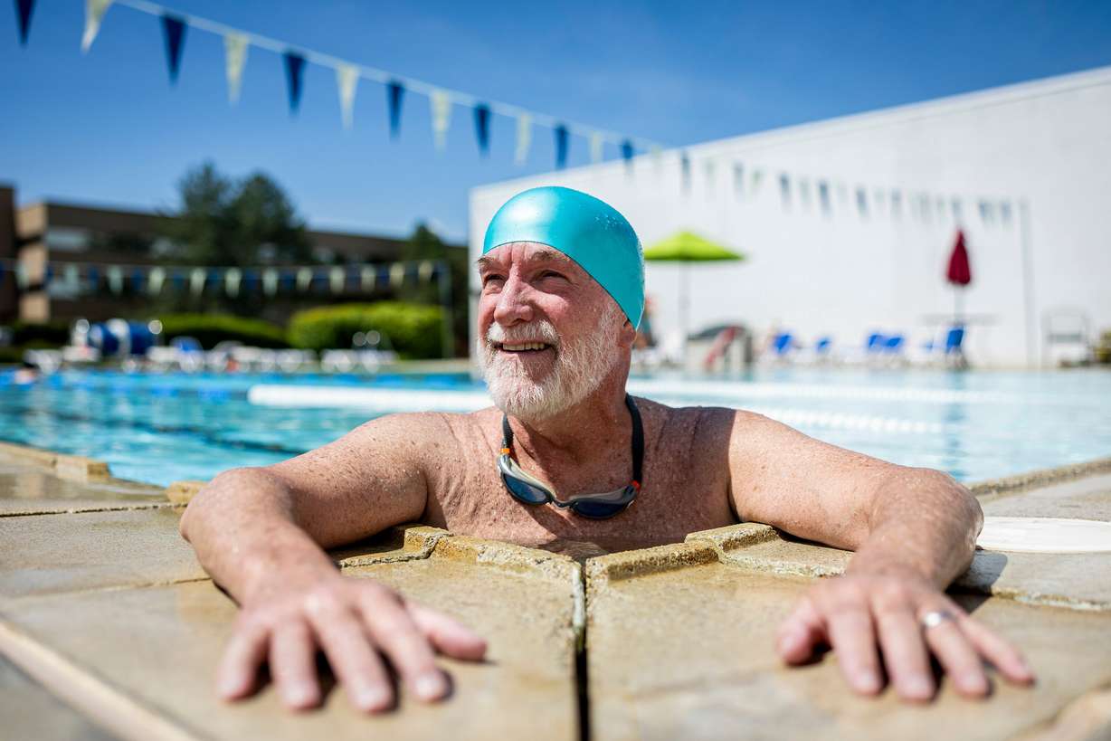 Joe Horton, of Murray, poses for a portrait in the pool at the Sports Mall in Salt Lake City on May 28.