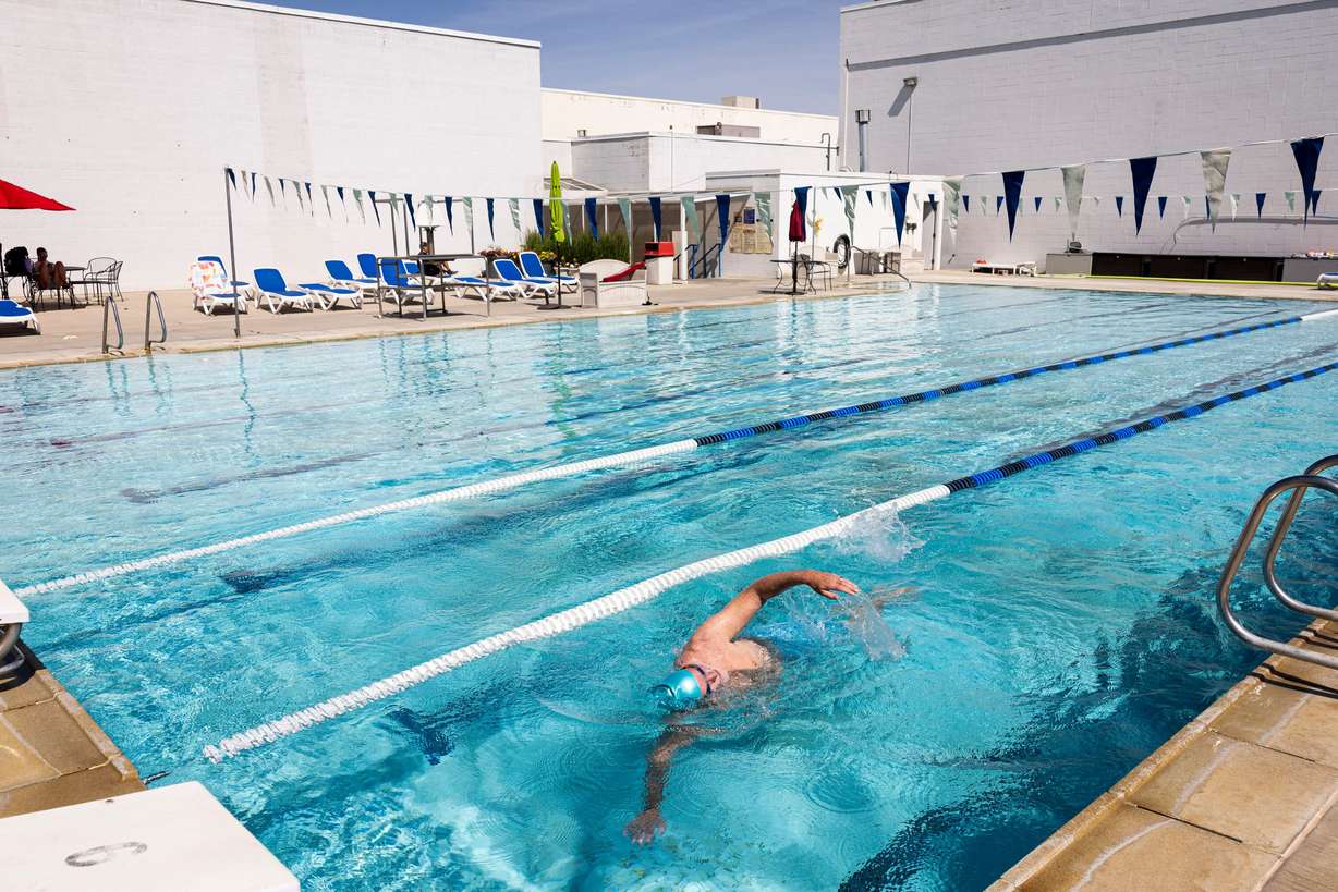 Joe Horton, of Murray, swims laps in the pool at the Sports Mall in Salt Lake City on May 28.