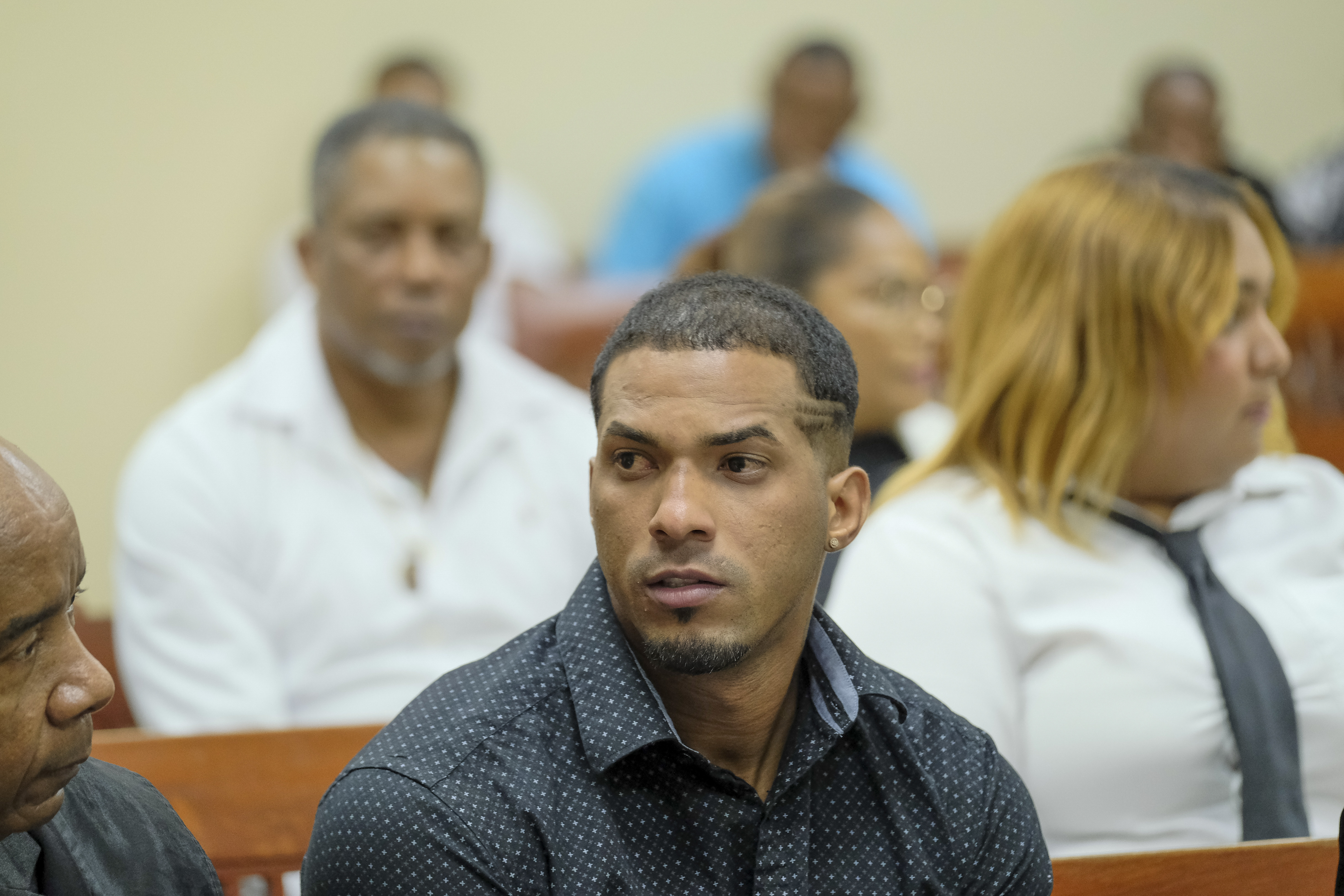 FILE - Tampa Bay Rays shortstop Wander Franco attends his trial on charges of sexually abusing a minor, sexual and commercial exploitation against a minor and human trafficking, in Puerto Plata, Dominican Republic, Thursday, Dec. 12, 2024. 
