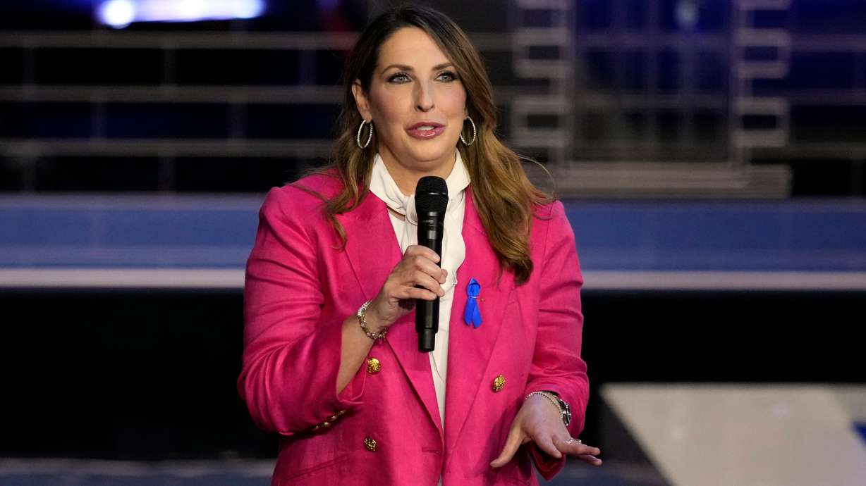 Ronna McDaniel speaks before a Republican presidential primary debate hosted by NBC News, Nov. 8, 2023, in Miami. McDaniel is set to return to the political realm after being tapped to lead the Michigan Forward Network.